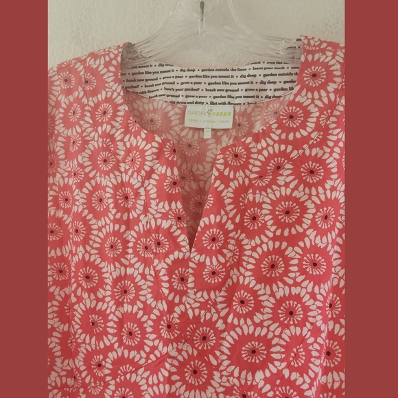 Garden Freak Cotton Print Pompom Trim Dress Sz Medium - Picture 8 of 9
